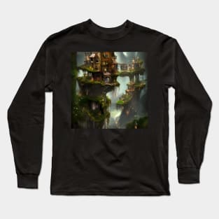 Awesome city on the rock with fairys Long Sleeve T-Shirt